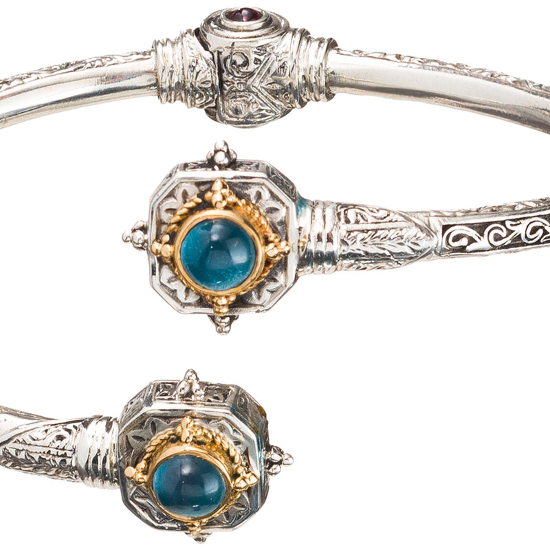 Cyclades Square Open Hinged Bracelet - 18k Gold & Sterling Silver Bracelet