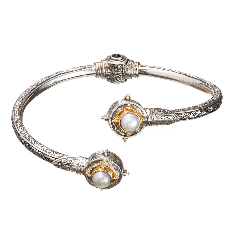 Cyclades Circle Bracelet - 18k Gold and Sterling Silver - Hinge Bangle Bracelet