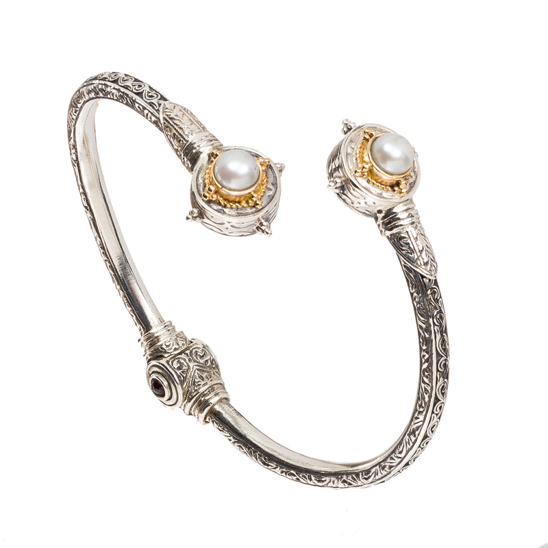 Cyclades Circle Bracelet - 18k Gold and Sterling Silver - Hinge Bangle Bracelet