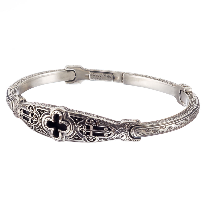 Odysseus Open Crosses Bracelet - Sterling Silver - Flex Bangle Bracelet