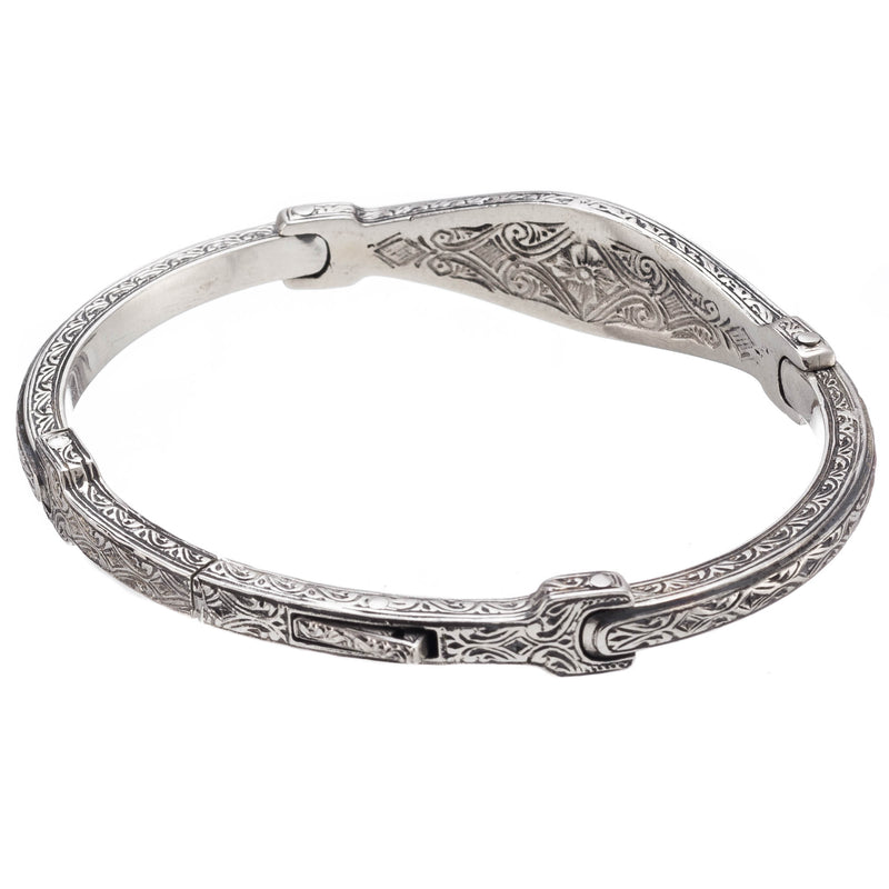 Odysseus Open Crosses Bracelet - Sterling Silver - Flex Bangle Bracelet