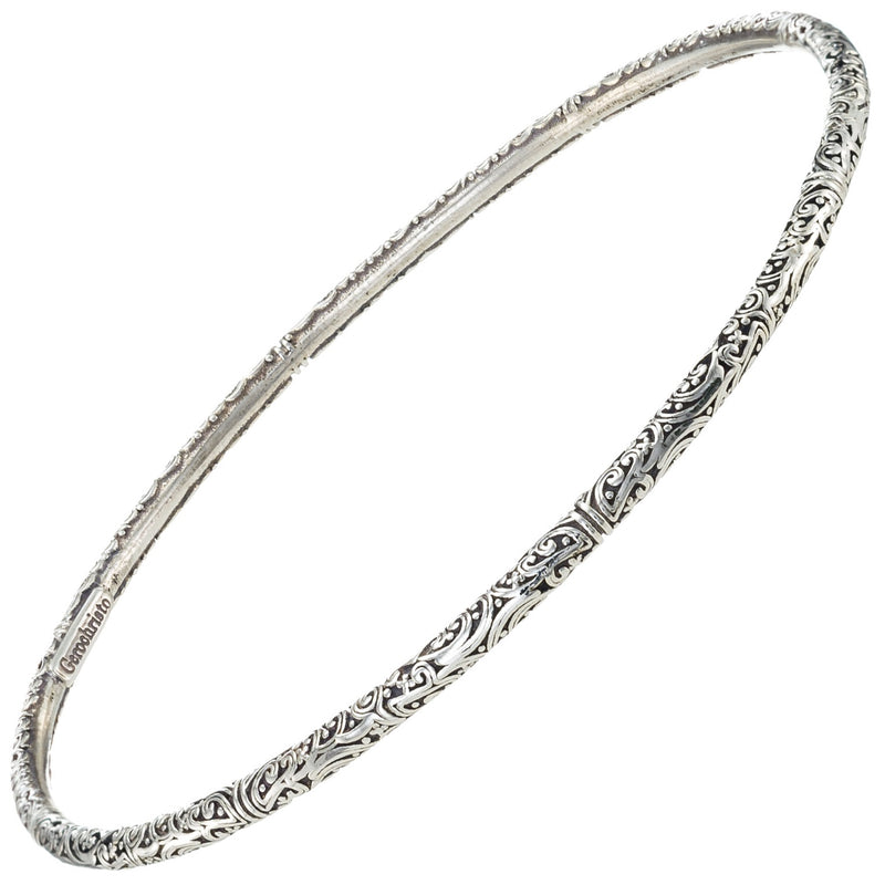 Meadow Breeze Silver Bangle Bracelet - Sterling Silver - Solid Bangle Bracelet