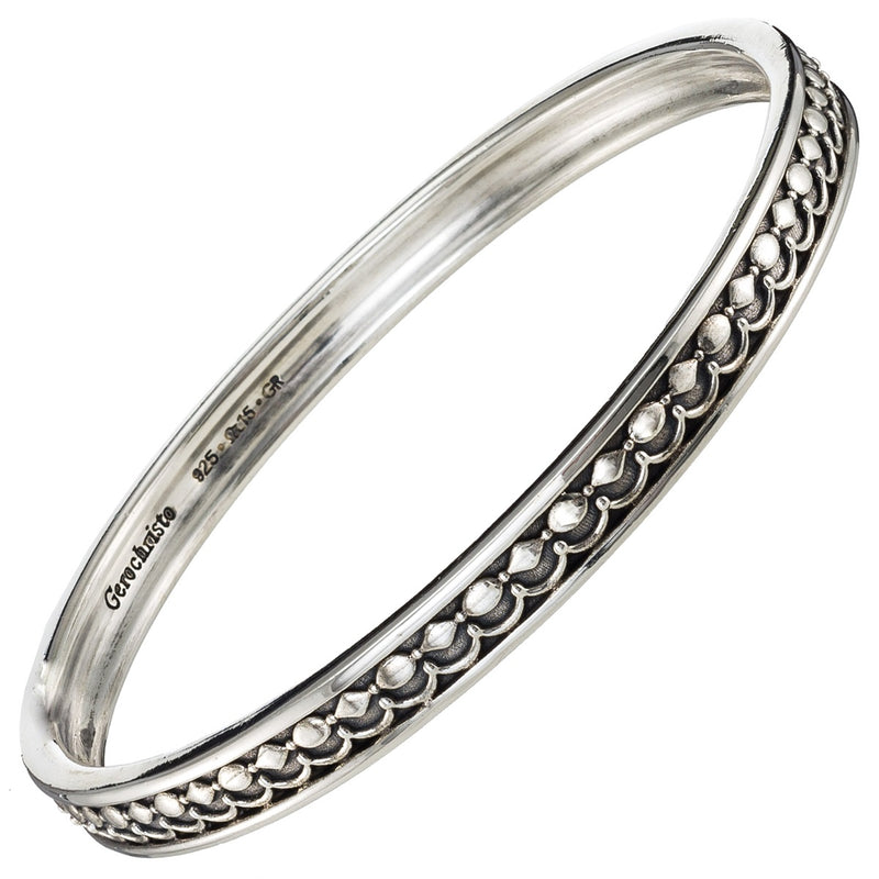 Wave Beads Bracelet - Sterling Silver - Solid Bangle Bracelet