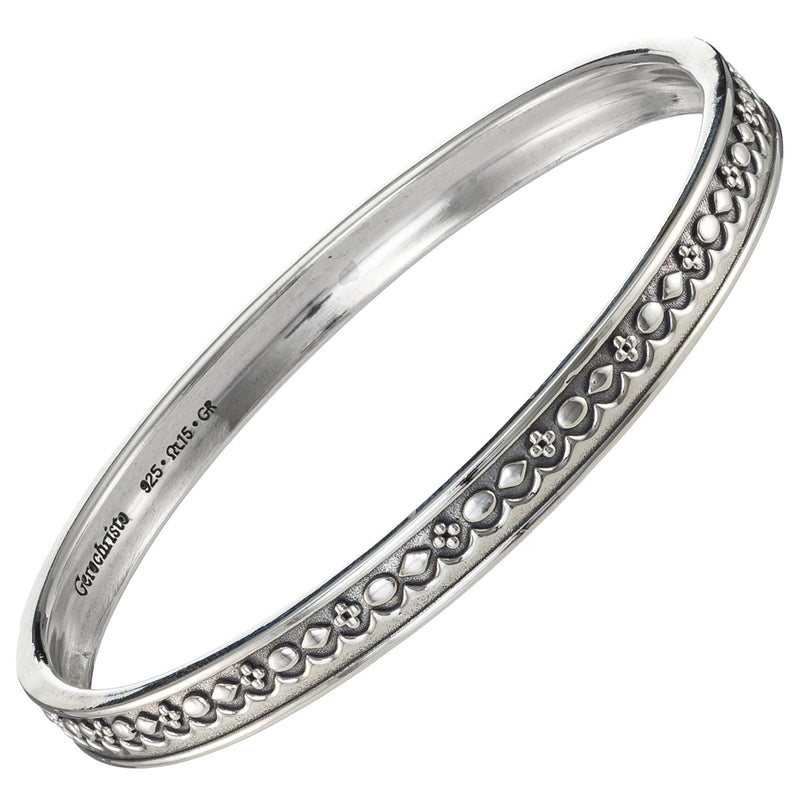 Wave Signs Bracelet - Sterling Silver - Solid Bangle Bracelet