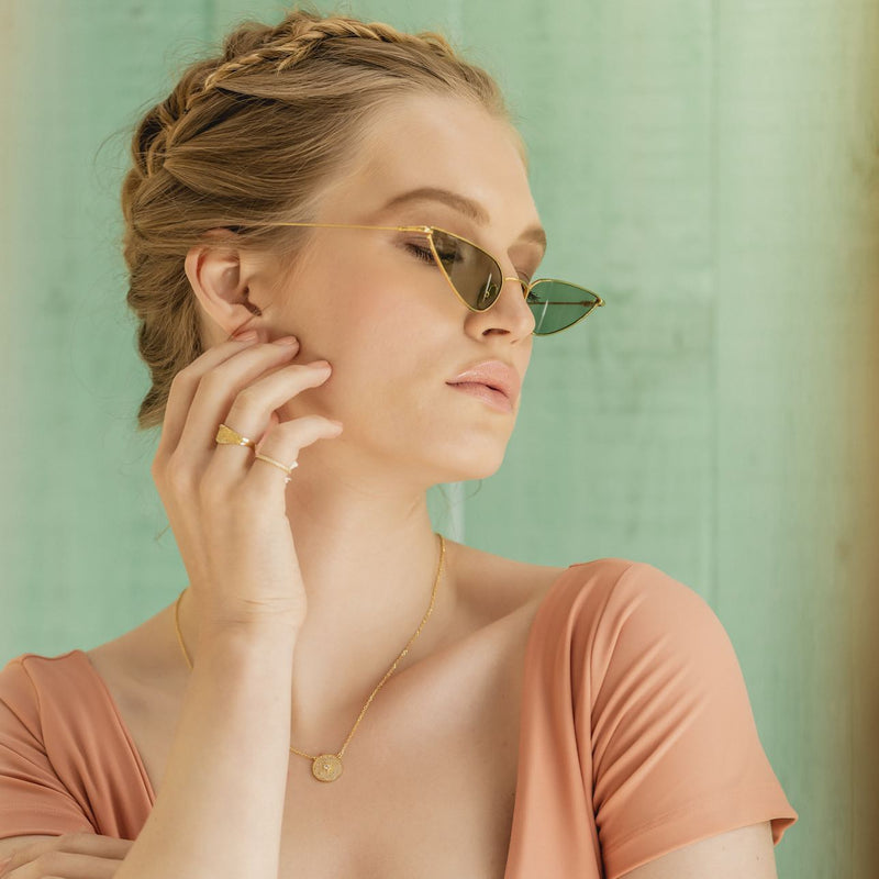 Stone Disc Necklace - 14k Gold Necklace