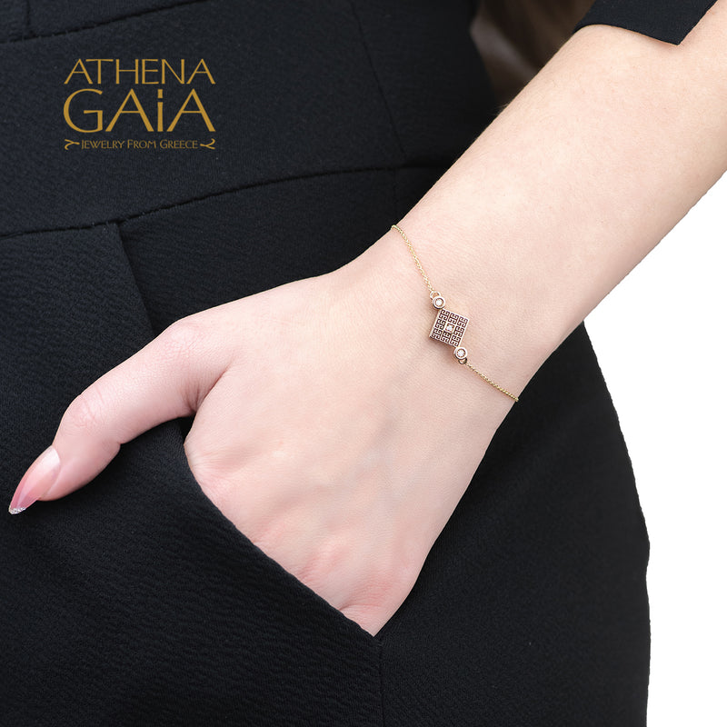 Mythical Minoan Key Diamond & 18k Gold Bracelet
