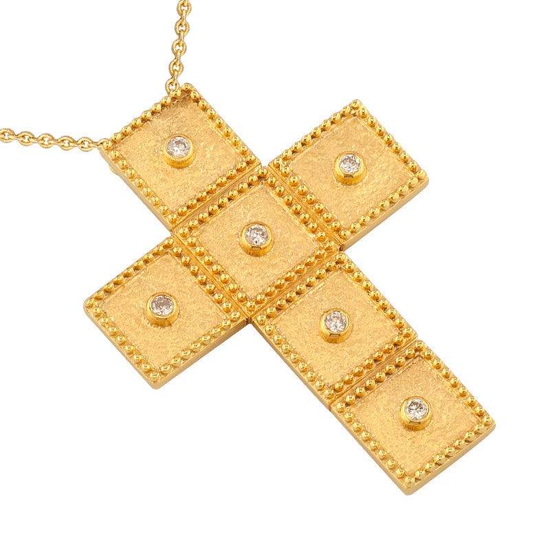 Geometric Squares Cross - 18k Gold - Latin Cross