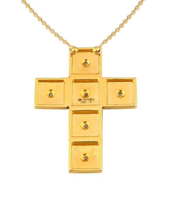 Geometric Western Squares Cross with Necklace