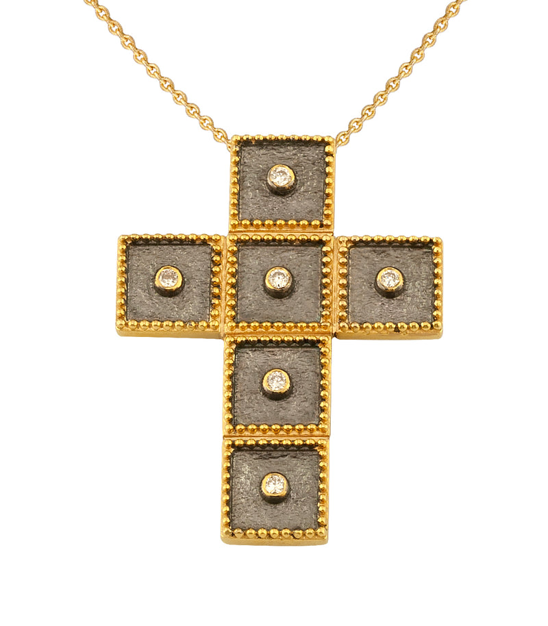 Geometric Squares Cross - 18k Gold - Latin Cross