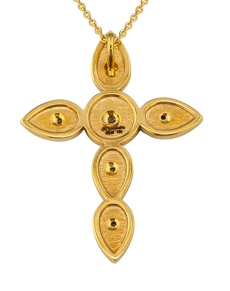 Circle Drops Cross- 18k Gold - Geometric Latin Cross