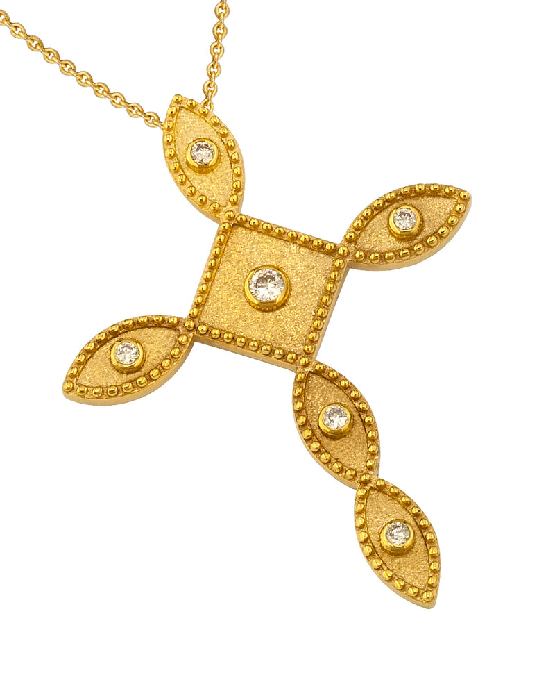 Square Prolate Cross - 18k Gold - Geometric Greek Cross