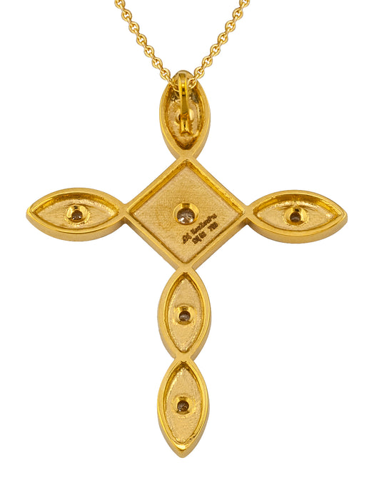 Geometric Western Square Center Prolate Cross with Necklace
