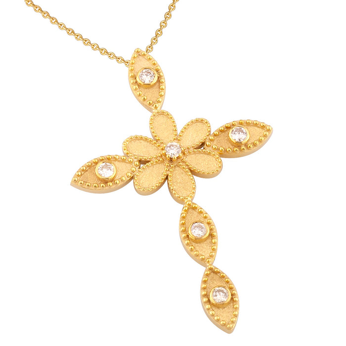 Geometric Western Flower Center Prolate Cross with Necklace