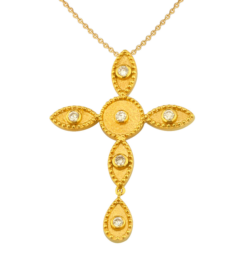 Long Latin Cross - 18k Gold - Geometric Cross