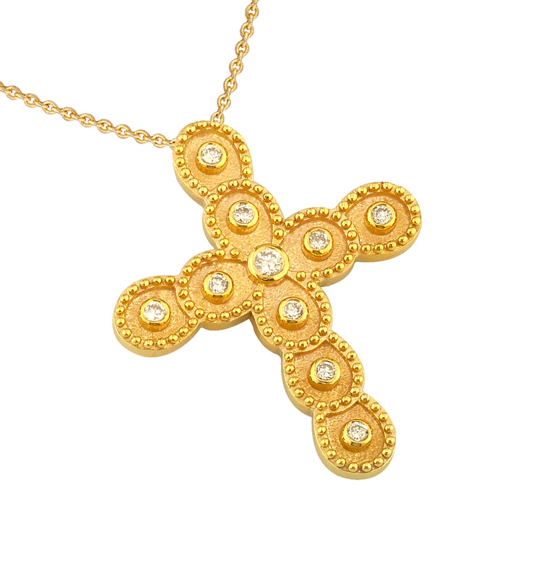 Layered Drops Geometric Cross - 18k Gold - Orthodox Cross