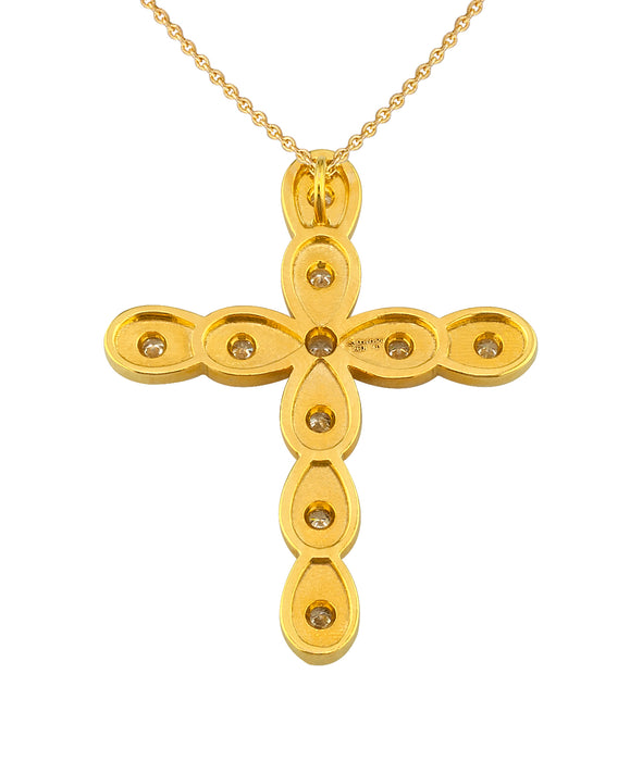 Geometric Western Layered Drops Burst Cross with Necklace