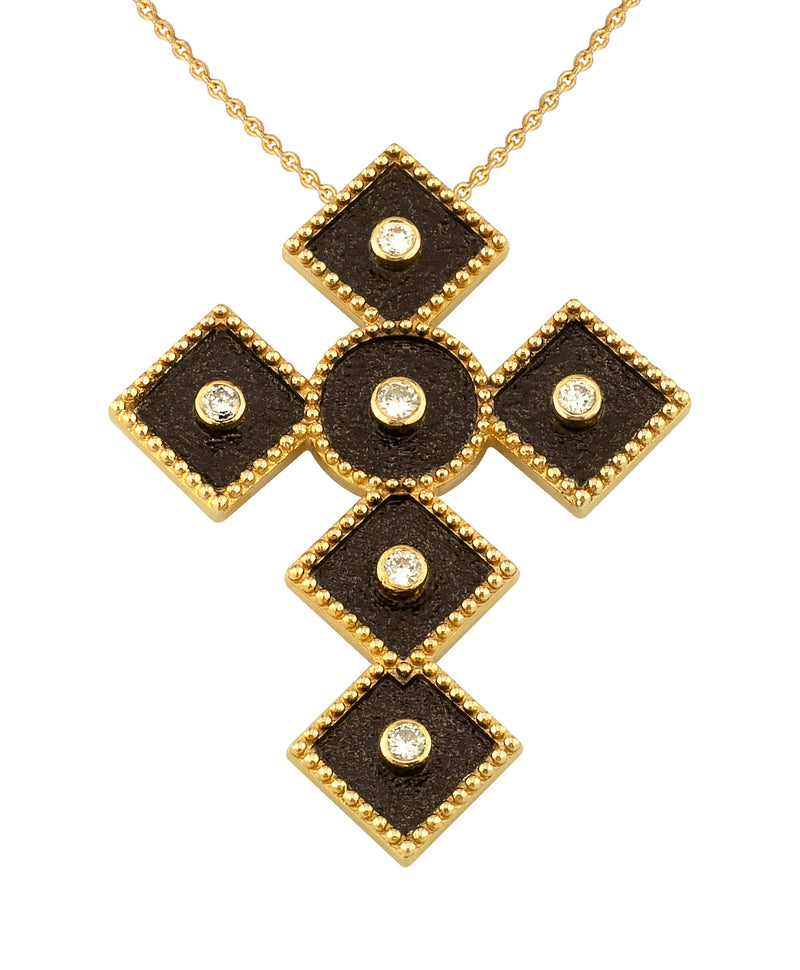 Circle Square Geometric Cross - 18k Gold - Orthodox Cross