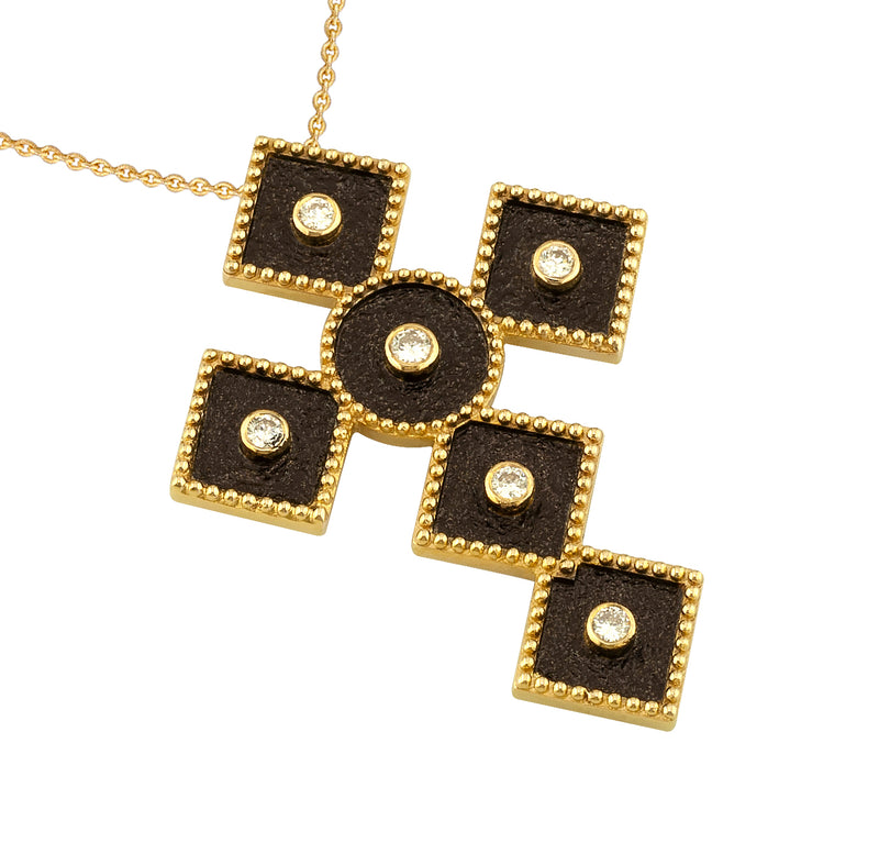 Circle Square Geometric Cross - 18k Gold - Orthodox Cross