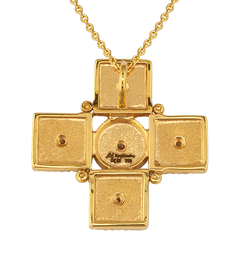 Geometric Squares Cross - 18k Gold - Greek Cross