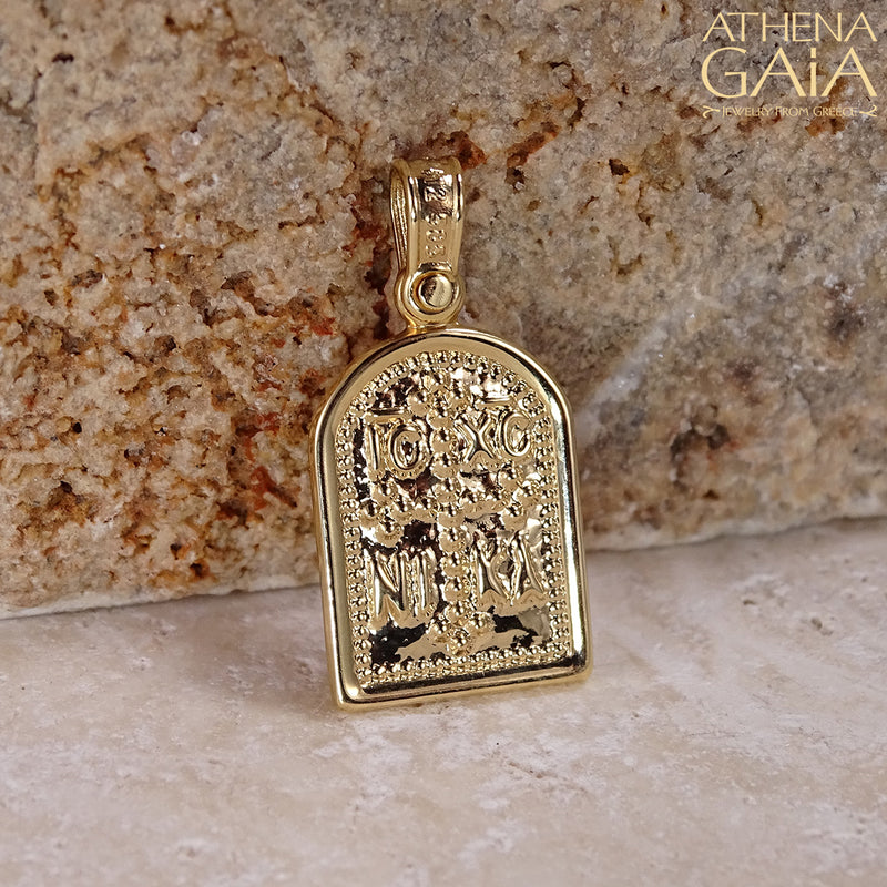 ICXC NIKA Jesus Aedicula Konstantinata Cross - 14k Gold