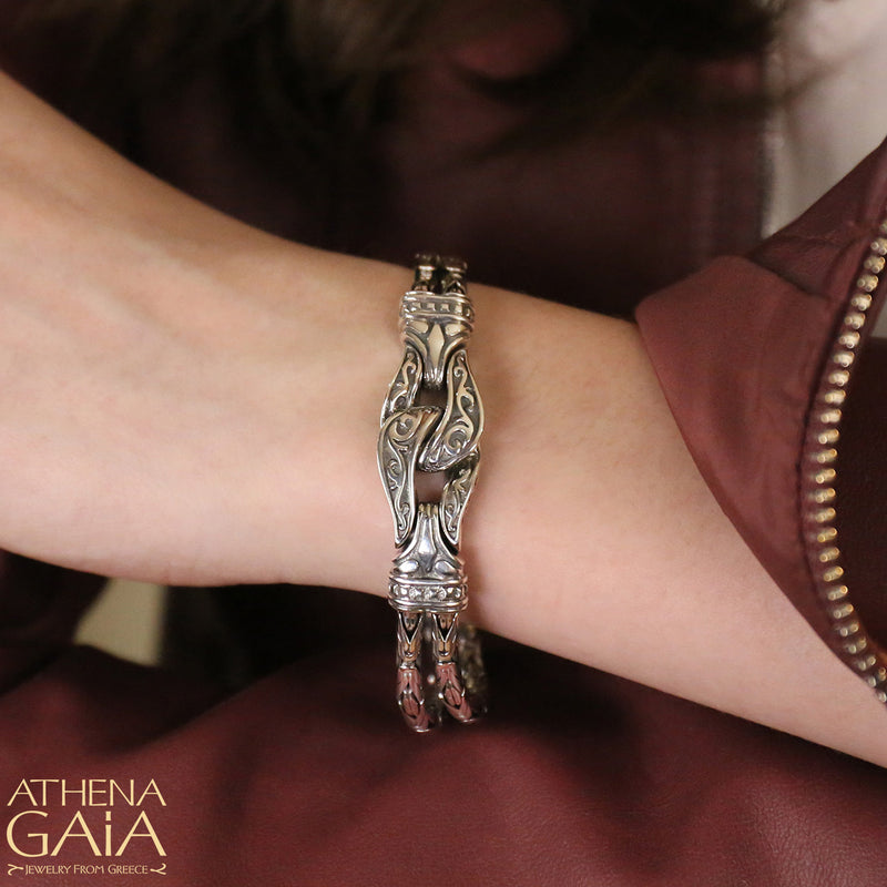 Heracles Knot Byzantine Chain Bracelet - Sterling Silver Bracelet