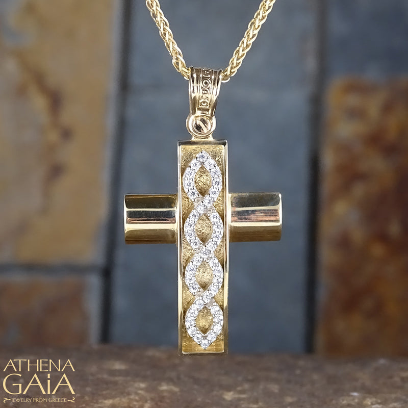 Interlaced Cross - 14k Gold - Latin Cross - Greek Cross