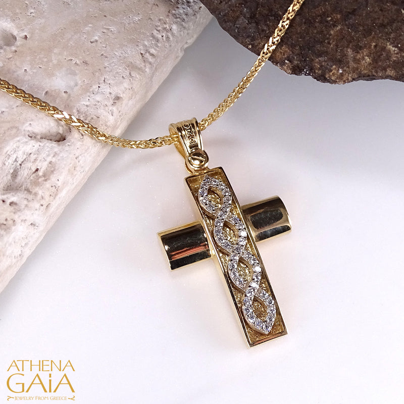 Interlaced Cross - 14k Gold - Latin Cross - Greek Cross