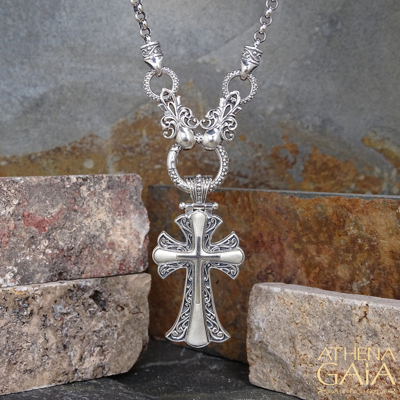 Flared Latin Cross (Small) - Sterling Silver - Orthodox Cross Necklace