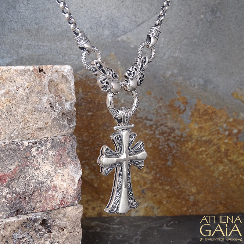 Flared Latin Cross (Small) - Sterling Silver - Orthodox Cross Necklace
