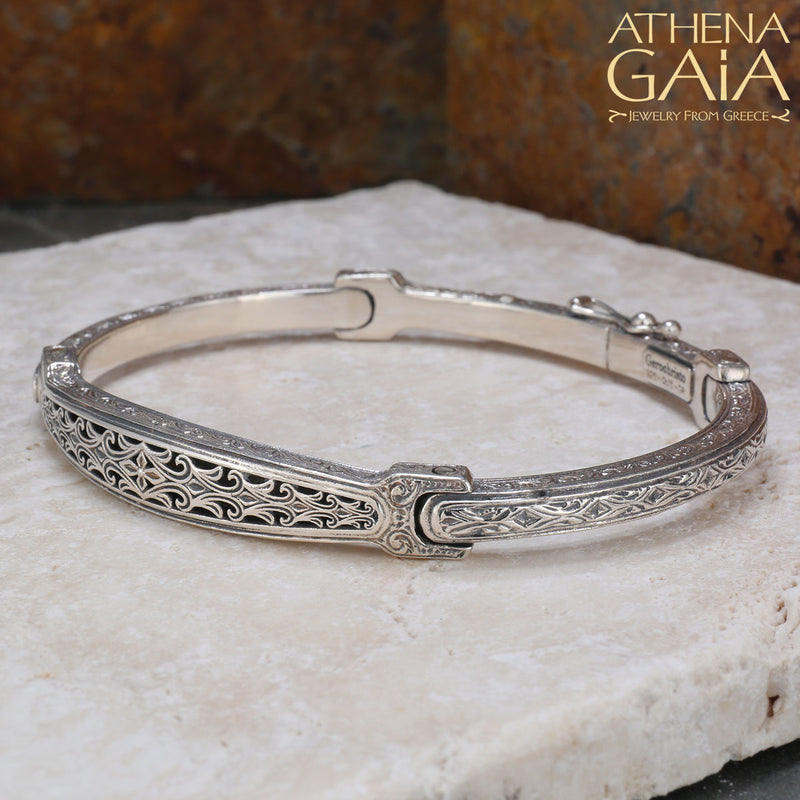 Garden Shadows Bracelets - Sterling Silver - Flex Bangle Bracelet