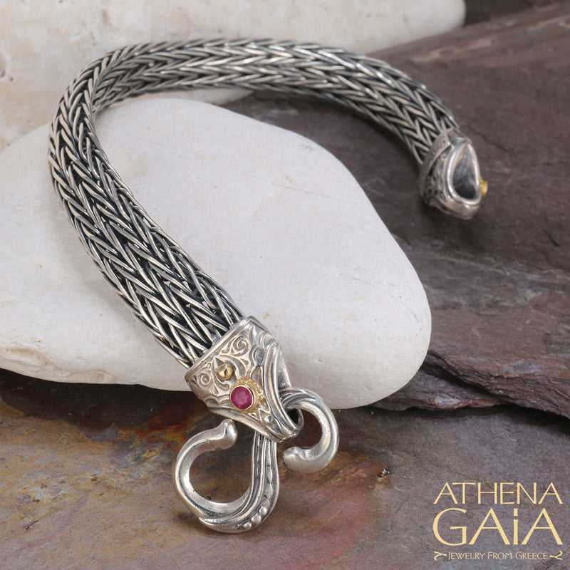 S Clasp Strap Bracelet - 18k Gold & Sterling Silver Bracelet