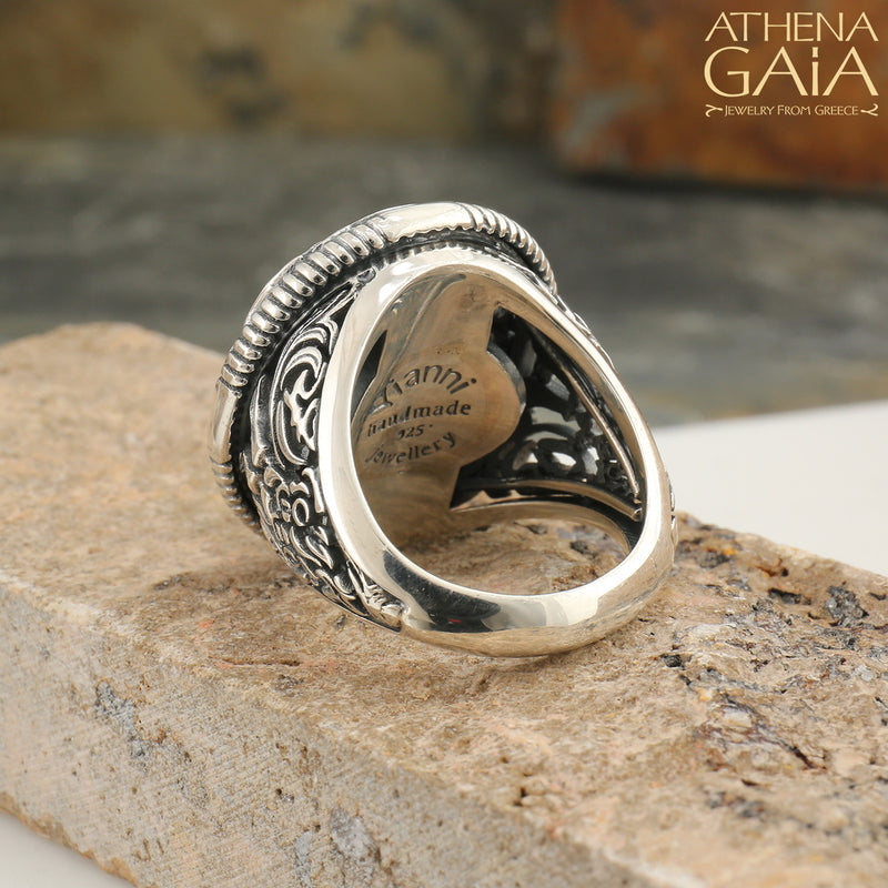 Aeraki Cross Ring - Sterling Silver Ring - Club Ring