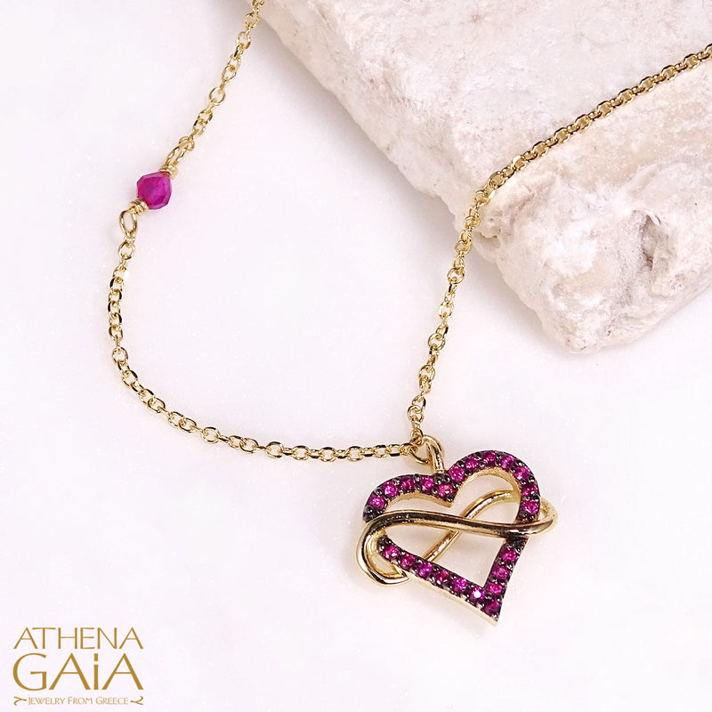 Infinite Love Necklace - 14k Gold Necklace - Gold Heart Necklace