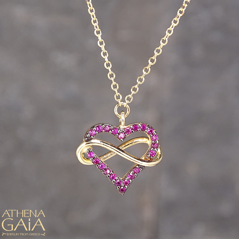 Infinite Love Necklace - 14k Gold Necklace - Gold Heart Necklace