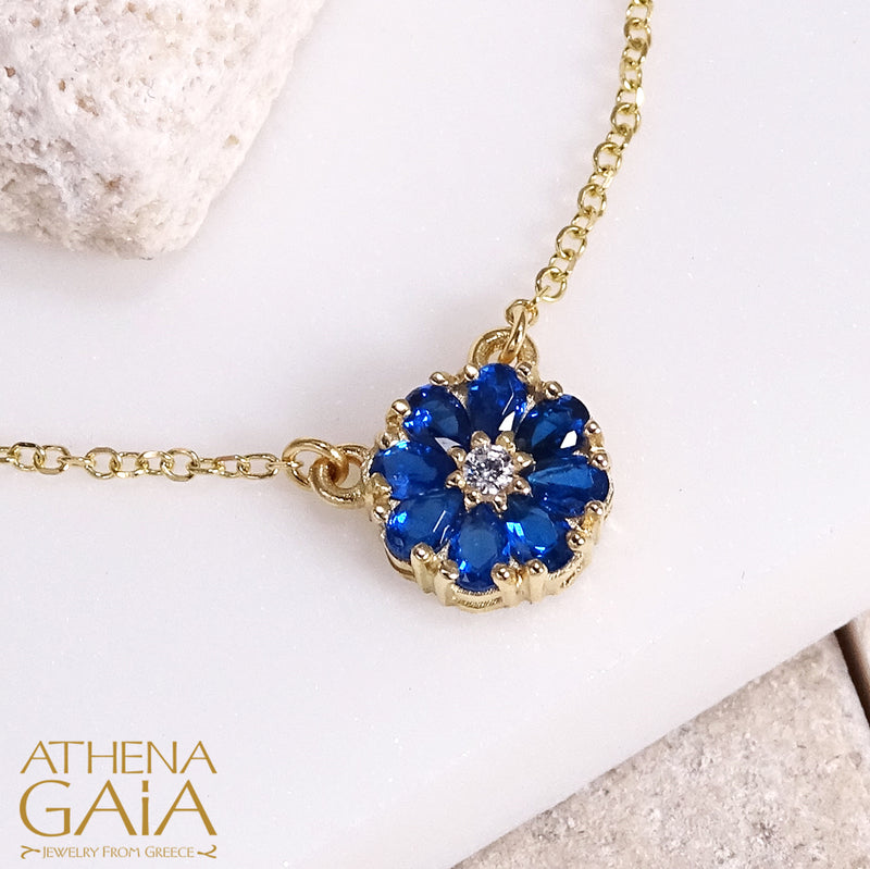 Delphinium Necklace - 14k Gold Necklace