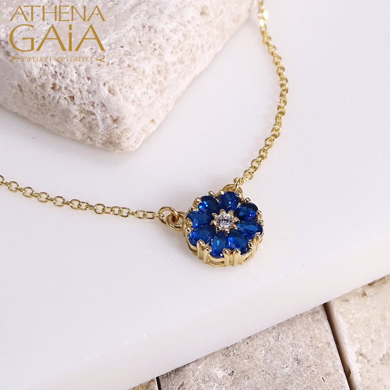 Delphinium Necklace - 14k Gold Necklace