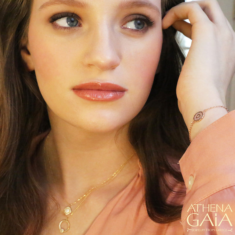 Double Circle Bracelet - 14k Gold - Evil Eye Bracelet