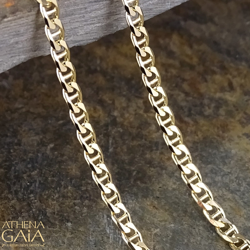 14k Gold Theta Flat Curb Chain