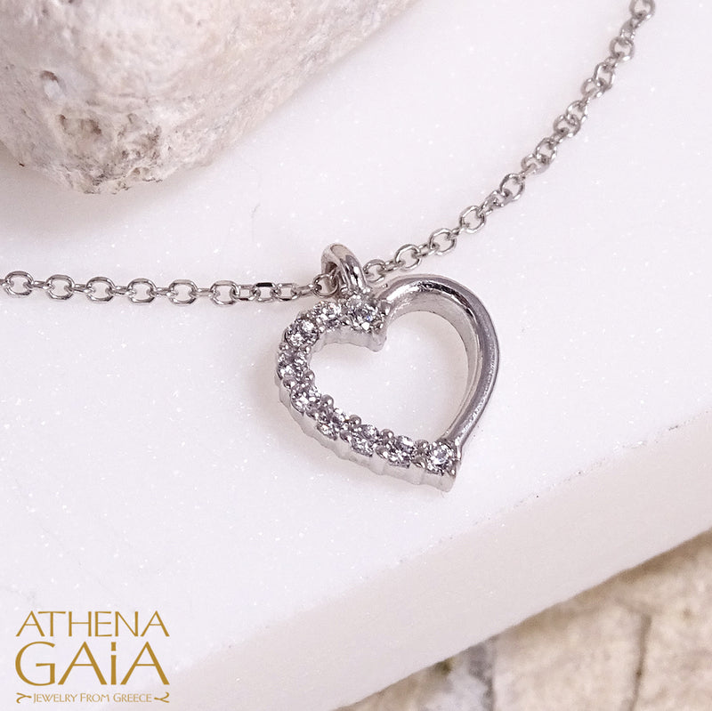 Open Heart Necklace - 14k Gold Necklace