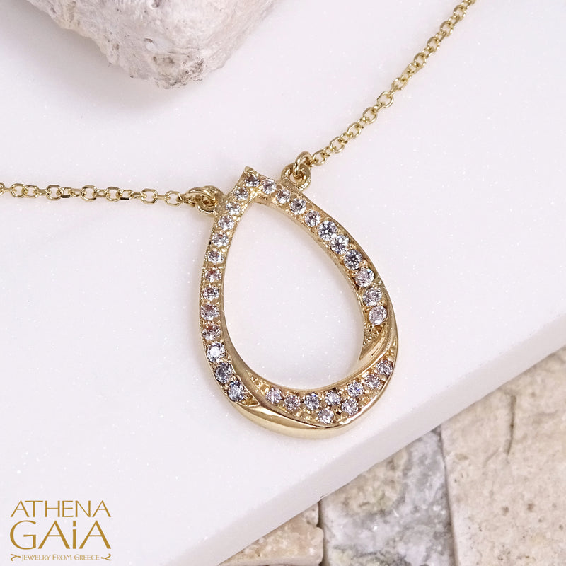Open Droplet Necklace - 14k Gold Necklace