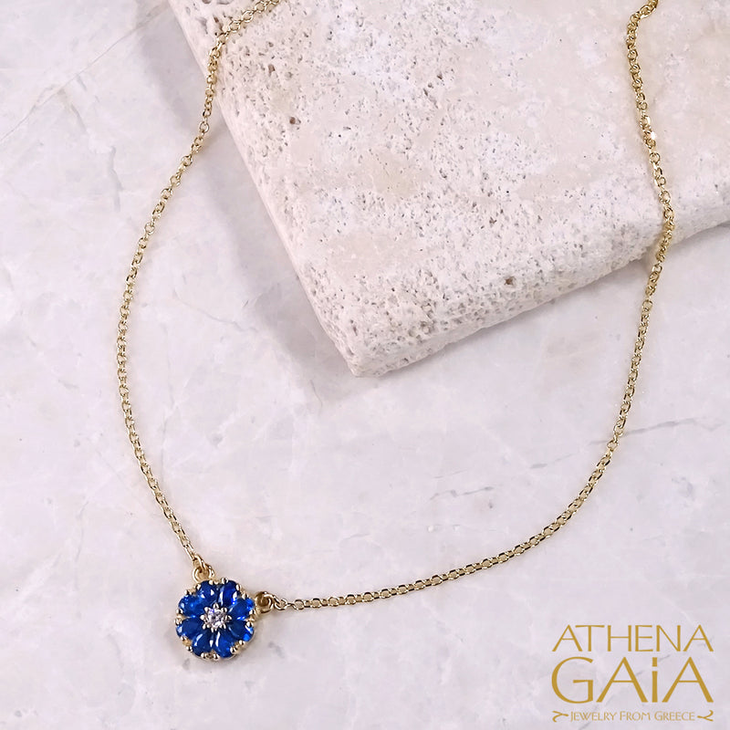 Delphinium Necklace - 14k Gold Necklace