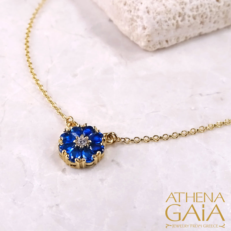 Delphinium Necklace - 14k Gold Necklace