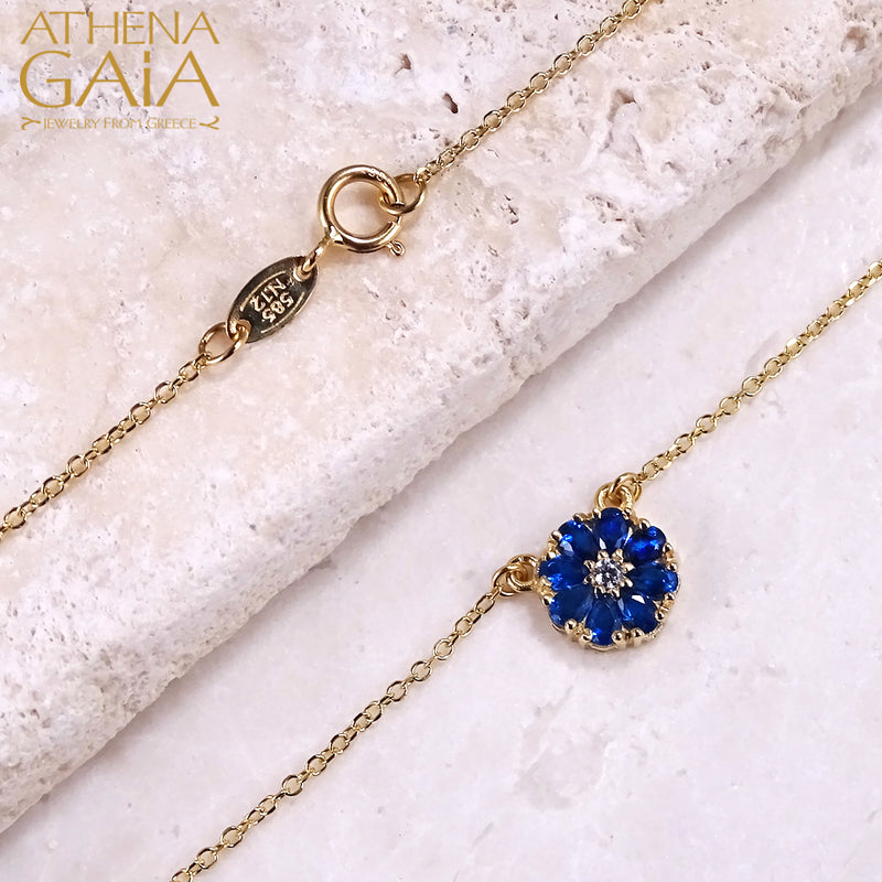 Delphinium Necklace - 14k Gold Necklace