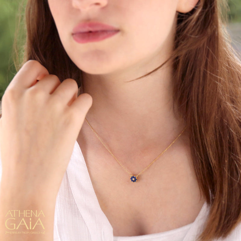 Delphinium Necklace - 14k Gold Necklace
