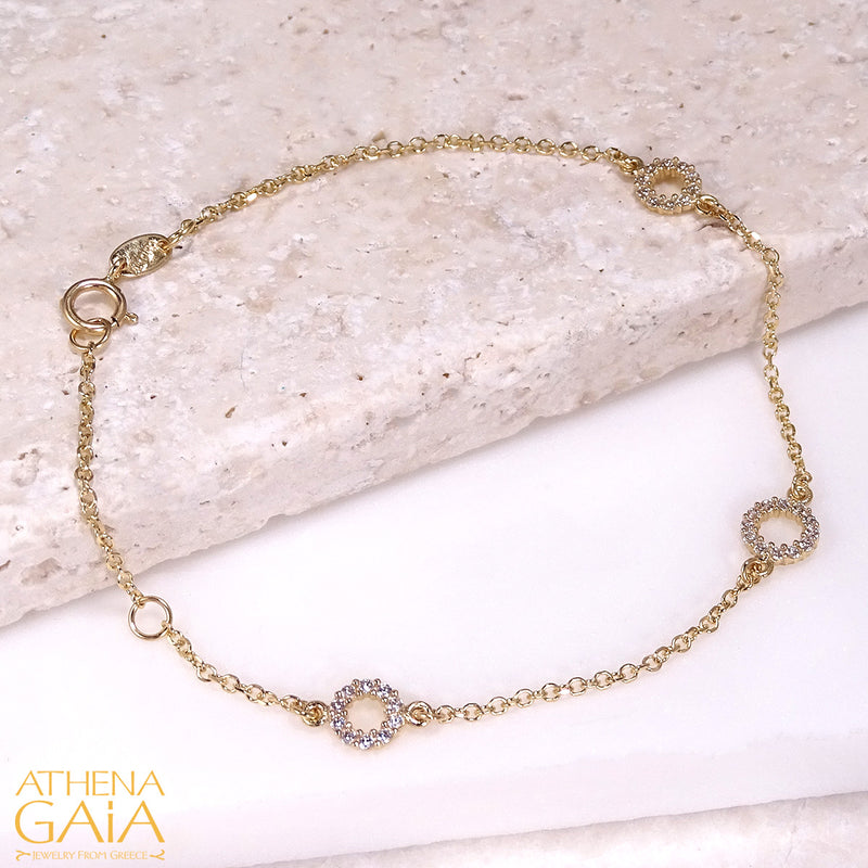 Micro Circle Station Chain Bracelet - 14k Gold Bracelet