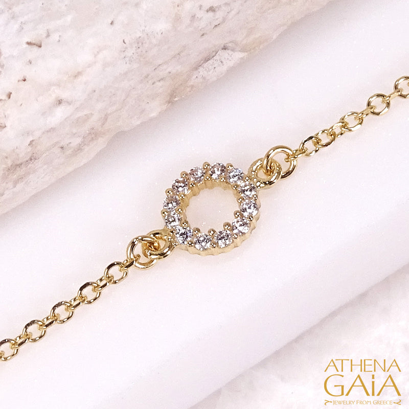 Micro Circle Station Chain Bracelet - 14k Gold Bracelet