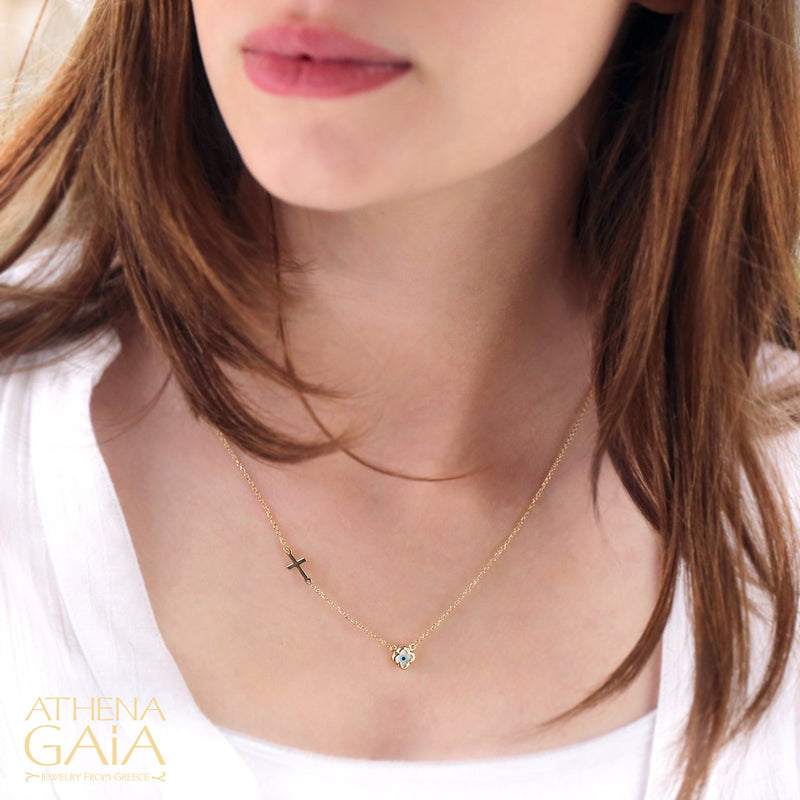 Faith Evil Eye & Cross Necklace - 14k Gold Necklace