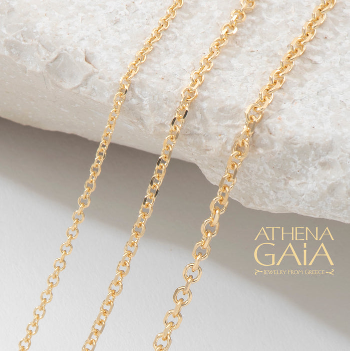Mona Lisa Emborracharse Claire Al'Oro Diamond Cut Rolo Chain: Athena Gaia Greek Jewelry