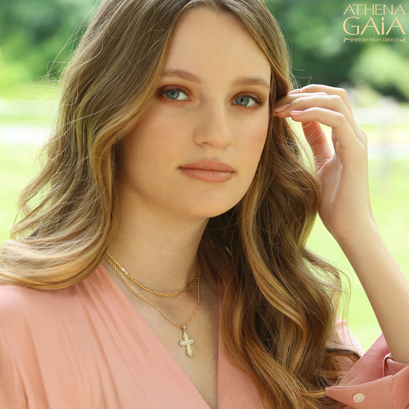 Bulbous Flared Cross - 14k Gold - Orthodox Cross - Baptismal Cross