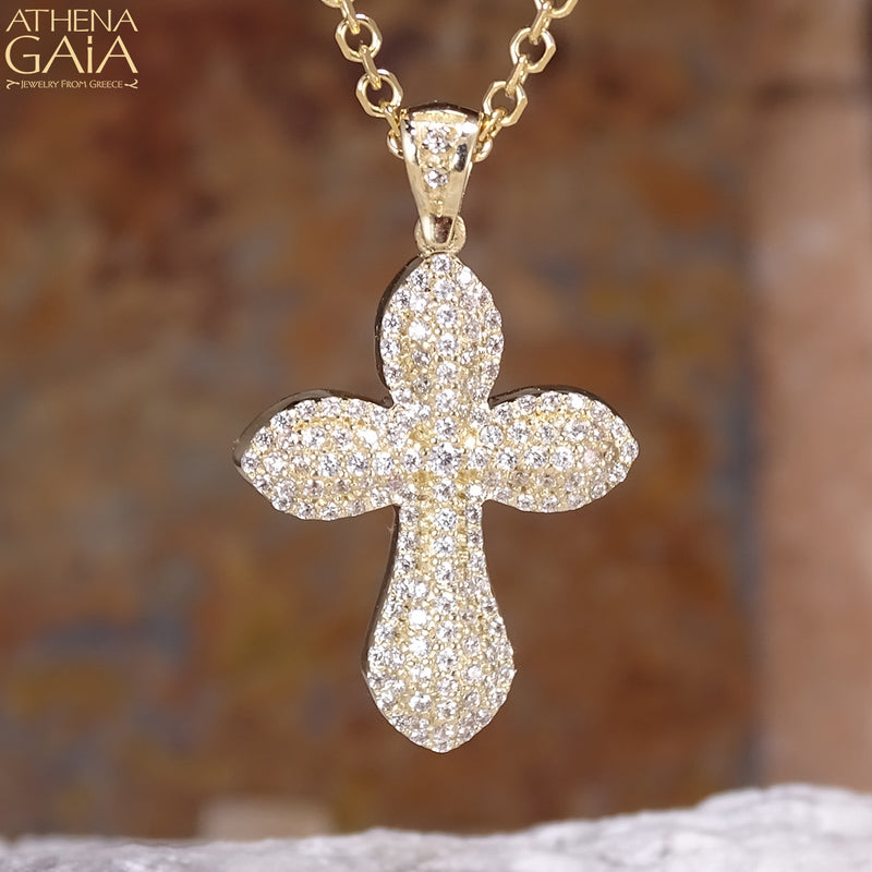 Bulbous Flared Cross - 14k Gold - Orthodox Cross - Baptismal Cross